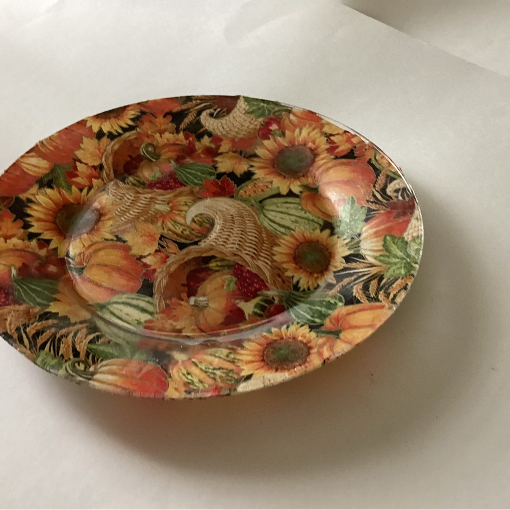 Hand Crafted Autumn Floral Decorative Plate